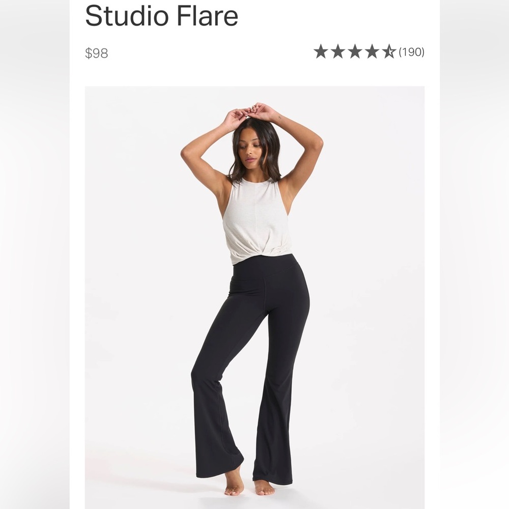 NWT Vuori Black Studio Flare Leggings size small